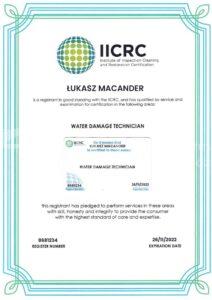 Certyfikat Water Damage Technician Vector